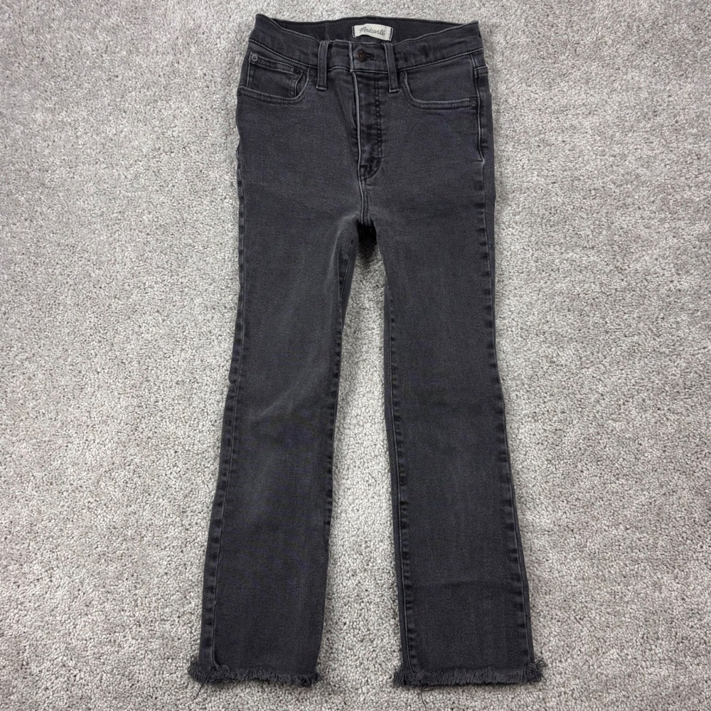 Madewell Cali Demi-Boot High Rise Jeans Washed Black Raw Hem‎ Size 26 CKP4642